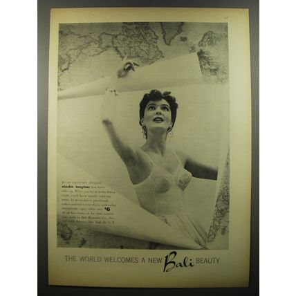 1954 Bali Bra Ad - It's an ingeniously designed elastic longline