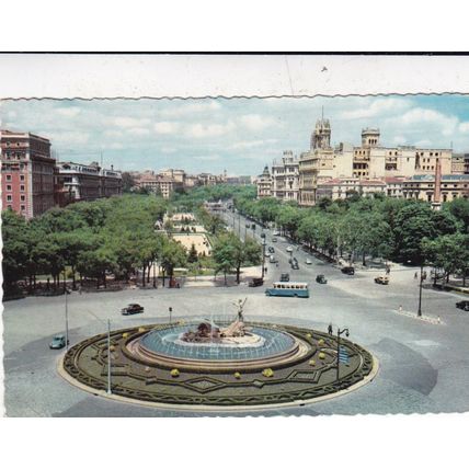 Madrid Plaza Neptune Spain Postcard posted 1961 VGC
