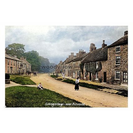 ptc2225 - Yorks. - Ladies & Cottages by Green, Gilling West Village - print 6x4