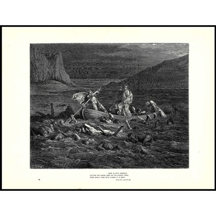 PHLEGYAS, A FERRYMAN ON THE RIVER STYX 1903 Gustave Doré ANTIQUE ENGRAVING