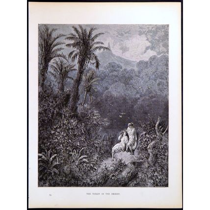 TOILET IN THE DESERT 1885 Gustave Doré - Chateaubriand ANTIQUE ENGRAVING
