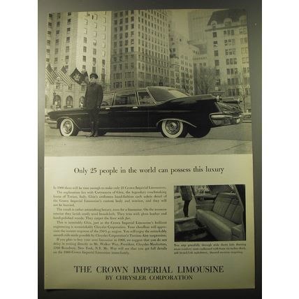 1960 Chrysler Crown Imperial Limousine Ad - Only 25 people in the world