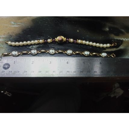 Vintage Gold Tone Bezel Faceted Glass Bracelet and 1 other