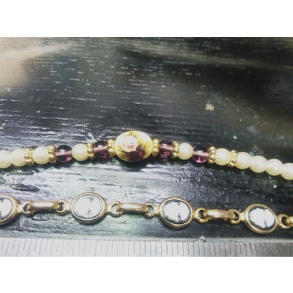 Vintage Gold Tone Bezel Faceted Glass Bracelet and 1 other