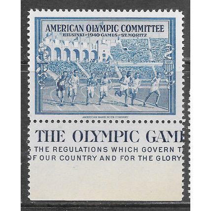 USA 1940 AMERICAN OLYMPIC COMMITTEE WINTER SUMMER GAMES HELSINKI ST MORITZ MNH