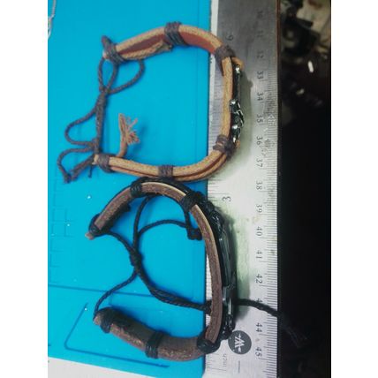2 Leather Bracelets Adjustable Wristband Jewelry Lot of 2