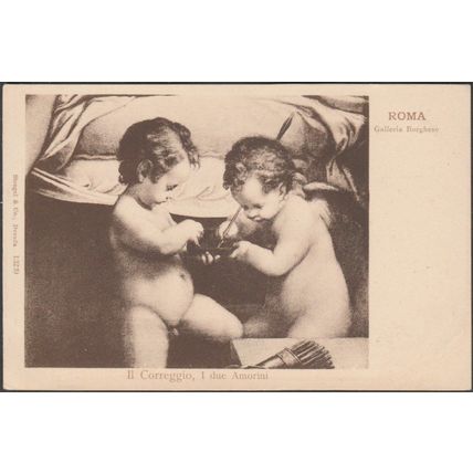 Il Correggio, I Due Amorini, Galleria Borghese, c.1900-05 - Stengel Cartolina