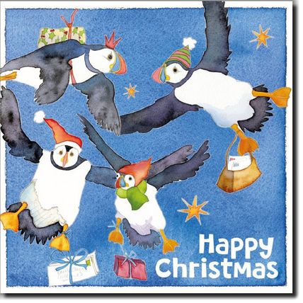 Emma Ball Pack of 6 Xmas Cards Happy Christmas Flying Puffins