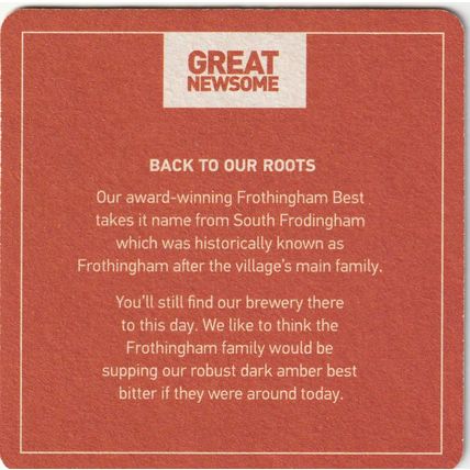 BEER MAT - GREAT NEWSOME BREWERY - FROTHINGHAM BEST - (Cat No 008) - (2019)