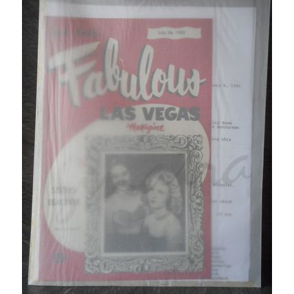 Frank Sinatra Memorabilia - Facsimile Las Vegas 1952 magazine/Arrival Notes 1988