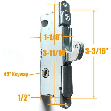 Patio Door Handle Set + Mortise Lock 45° Perfect Replacement for Sliding Glass D