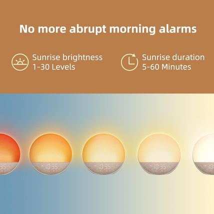 Sunrise Alarm Clock White Noise Machine: Natural Wake up Light - Dimmable Clock