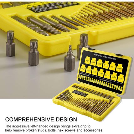 Topec 35-Piece Screw Extractor and Left Hand Drill Bits Set, Easy Out Screw Extr