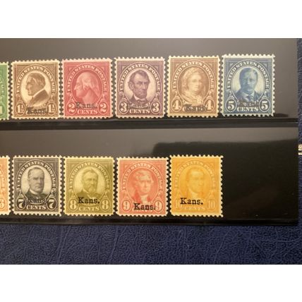 ICOLLECTZONE US 658-666 Kansas Set F/VF hinged CV $216 (A900)