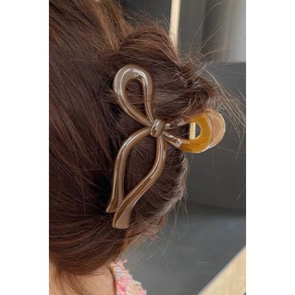 Coffee Long Tail Bow Knot Shape Claw Clip