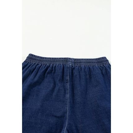 Real Teal Plus Size Drawstring High Waist Wide Leg Casual Jeans