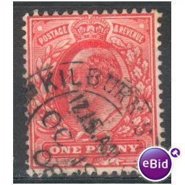GB stamps 1902-10 KEV11 - 1d SG219 Kilburn 2