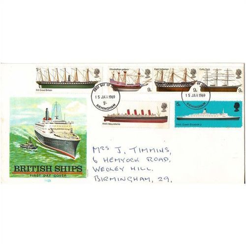 GB 1969 BRITISH SHIPS FIRST DAY COVER BIRMINGHAM CDS