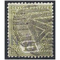 Ceylon 1886 SG196 15c Olive-Green Good Used.