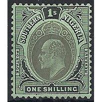 Southern Nigeria 1909 SG40 1/- Black/Green Mounted Mint ...