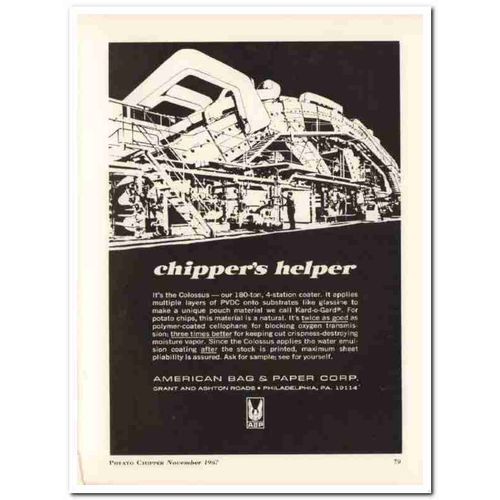 american bag paper company 1967 potato chipper helper food vintage ad