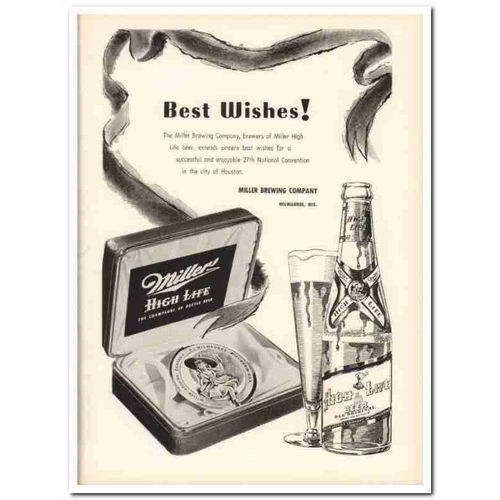miller brewing company 1953 order ahepa best wished beer vintage ad