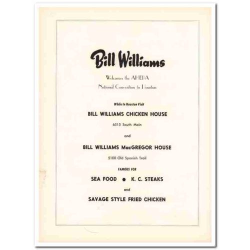 bill williams chicken house restaurant 1953 macgregor food vintage ad