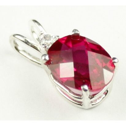 Created Ruby, 925 Sterling Silver Pendant, SP020