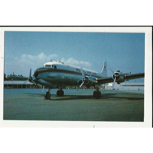 Aviation ROYAL AIR LAO DC-4 Postcard by Mary Jayne (MJ912)