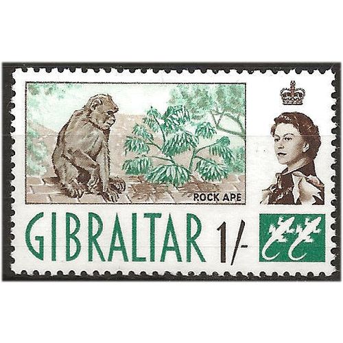 Gibraltar 1960 SG169 1/- Sepia & Bluish Green Mounted Mint . ..