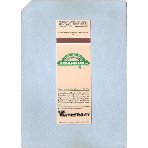New Jersey Somers Point Matchcover The Waterfront 998 Bay Ave~3126