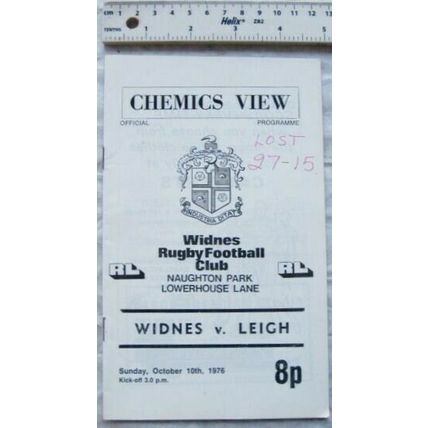 1976 programme Widnes v. Leigh, 10/10