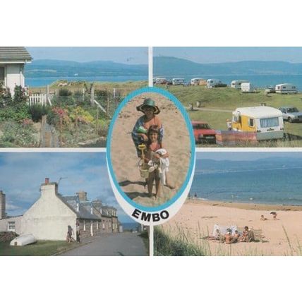 Embo Caravan Boat Sunblind Scottish Highlands Postcard