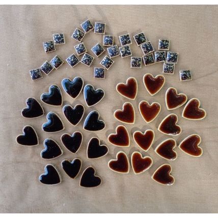 Ceramic Tiles Hearts Squares MCMTiles Brown 50 Pieces