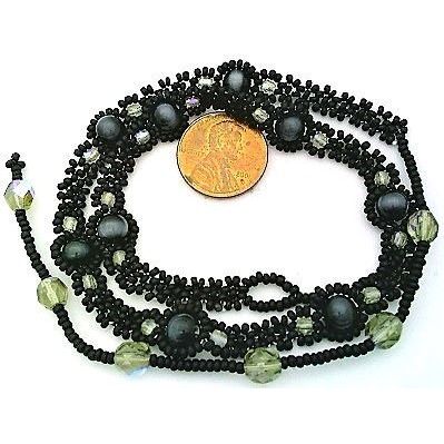 Black Cat Eye Beaded Daisy Chain Choker Necklace