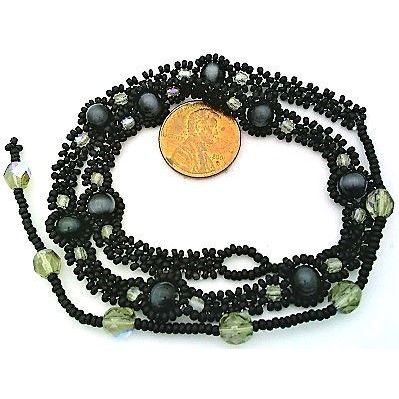 Black Cat Eye Beaded Daisy Chain Necklace