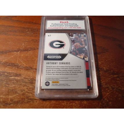 2020 Panini Prizm, Graded Gem Mint 9.5, ANTHONY EDWARDS Rc, Draft Picks