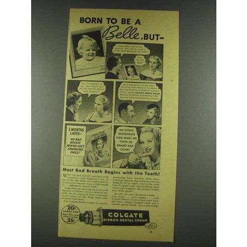1936 Colgate Ribbon Dental Cream Ad - Born A Belle