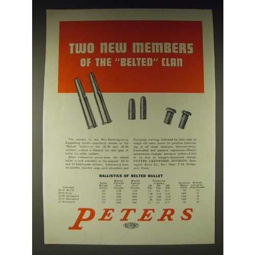 1936 Peters Ammunition Ad - Two new members of the Belted clan