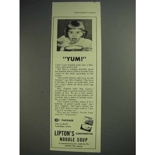 1943 Lipton's Continental Noodle Soup Ad - Yum!