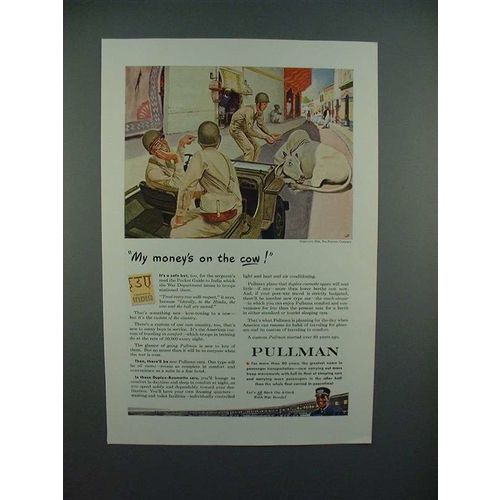 1944 WWII Pullman Train Car Ad w/ Soldiers & Jeep