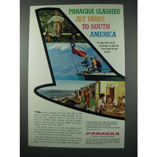 1961 Panagra Airline Ad - Slashes Jet Fares