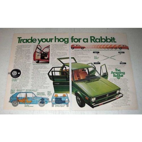 1975 Volkswagen VW Rabbit Car Ad - Trade Your Hog