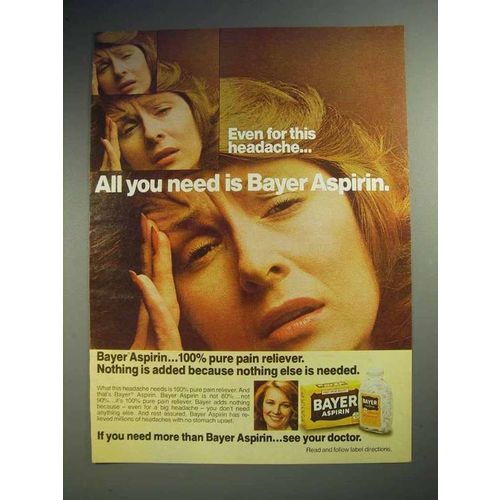 1980 Bayer Aspirin Ad - Even for This Headache