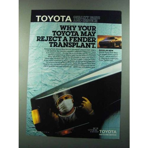1987 Toyota Parts and Service Ad - Reject a Fender