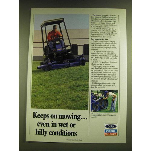 1990 Ford Commercial Mowers Ad - Keeps on mowingÉ even in wet or hilly