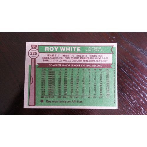1976 Topps Card # 225 Roy White Very Good (3) New York Yankees