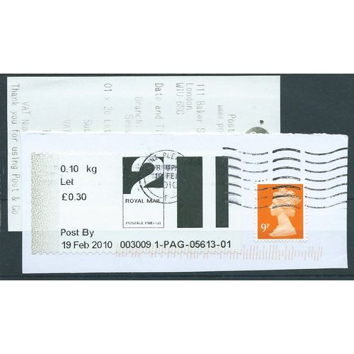 2010 2ND CLASS POST & GO (LONDON W10) ON PIECE(EBID50-414XL)