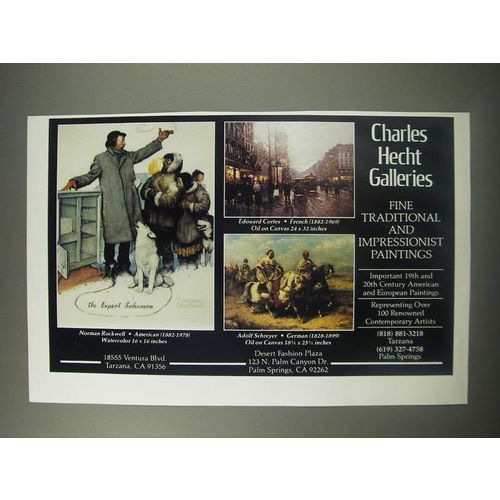 1990 Charles Hecht Galleries Ad - art by Norman Rockwell, Edoard Cortes
