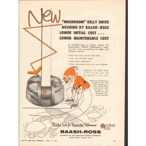 BAASH-ROSS TOOL COMPANY 1962 Mushroom kelly drive busing vintage ad
